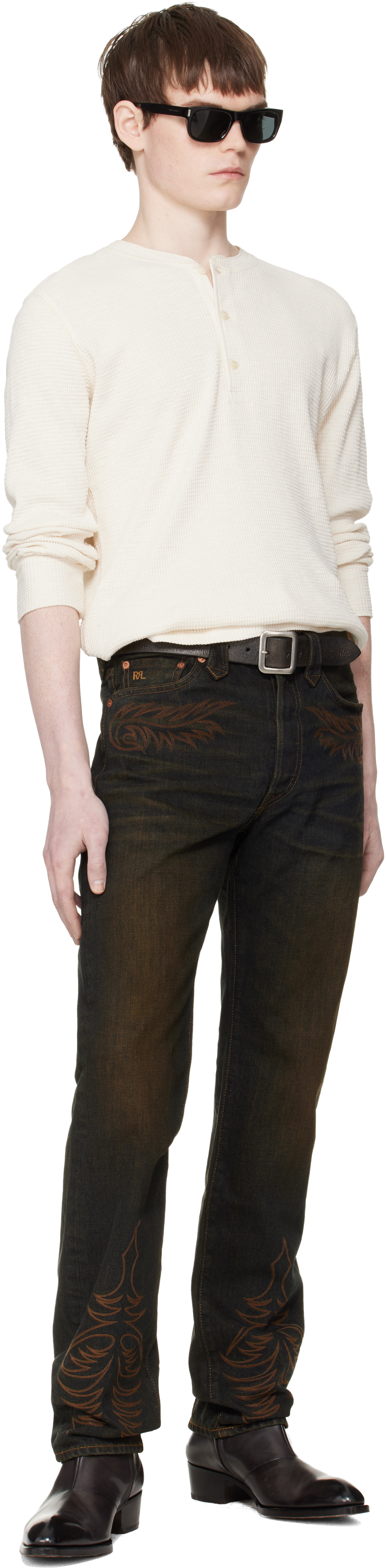 Navy Western Straight Leg Jeans