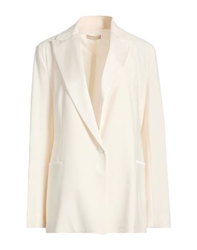Woman Blazer Ivory Size 10 Polyester, Virgin Wool, Elastane