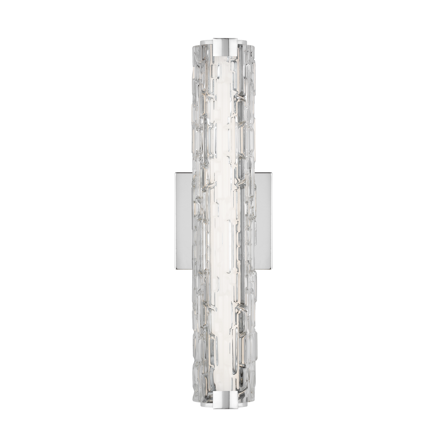 Visual Comfort Studio Cutler LED Bathroom Vanity Light in Chrome with Staggered Rock Gla