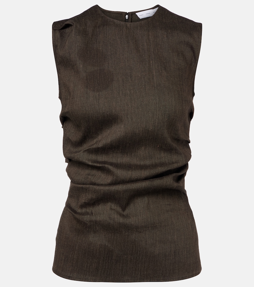Anoushka draped linen-blend slub top