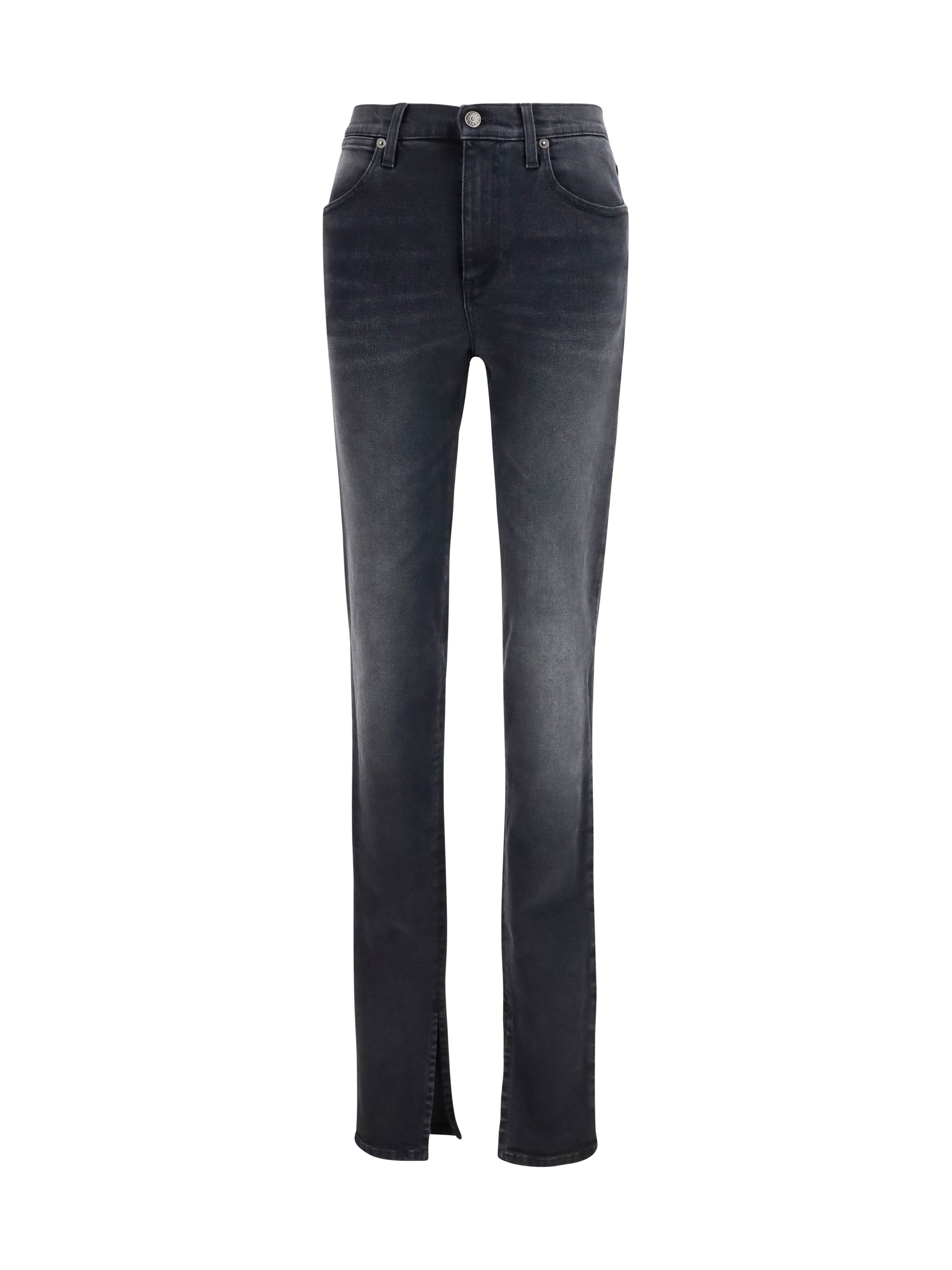 Skinny Washed Cotton Denim Jeans — Black