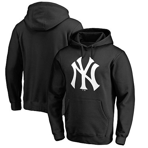 Men's Fanatics Black New York Yankees Official Logo Fitted Pullover Hoodie