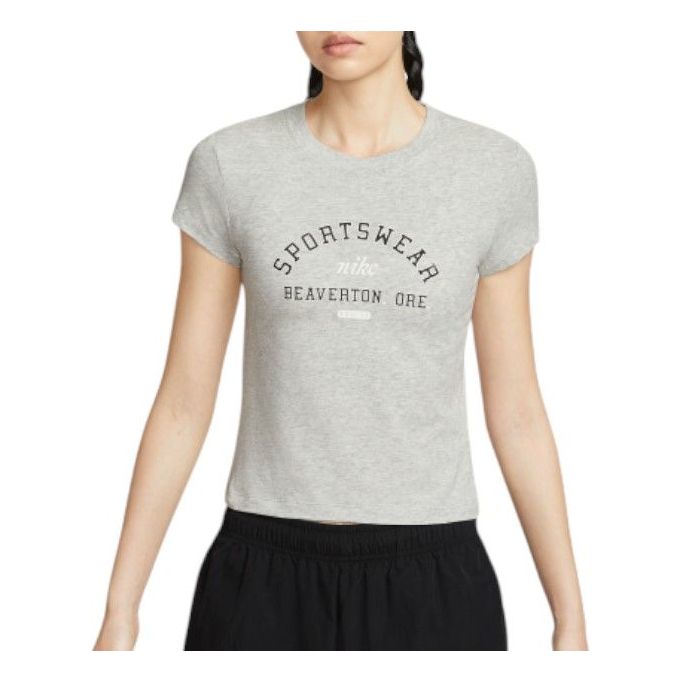 (WMNS) Sportswear Phoenix Slim Short Sleeve T-Shirt 'Grey Heather'