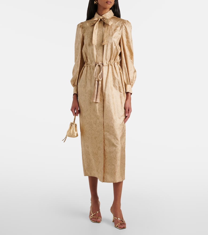 Ape belted silk twill maxi dress