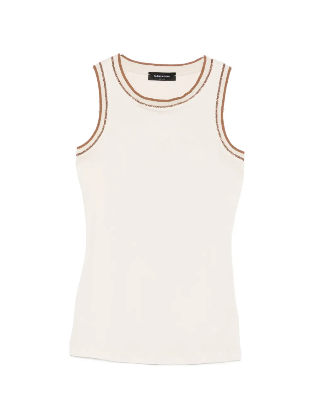 Contrast-Trim Tank Top — Cream