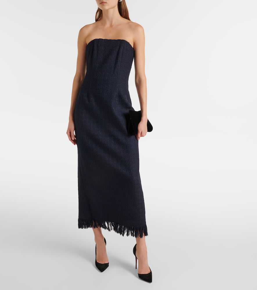 Tweed wool and mohair-blend bustier dress