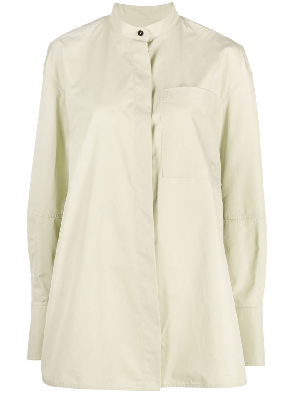 Band-collar cotton shirt - White