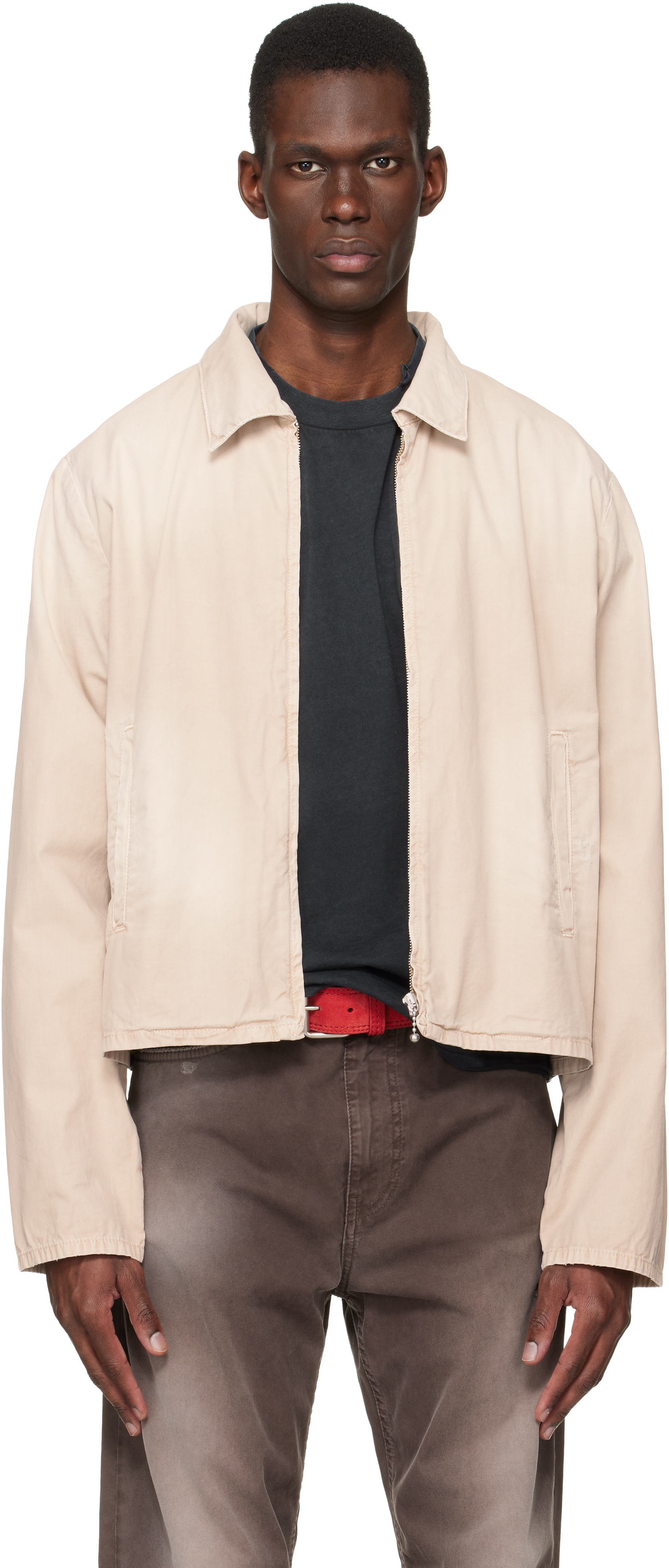 Beige Cotton Logo Jacket