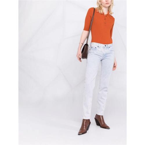 Bleached cropped jeans - Purple