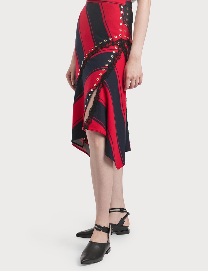 Stripy Asymmetrical Midi Skirt