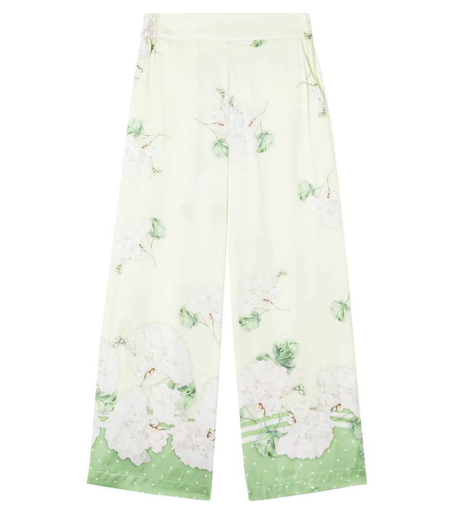 Floral satin pajama pants
