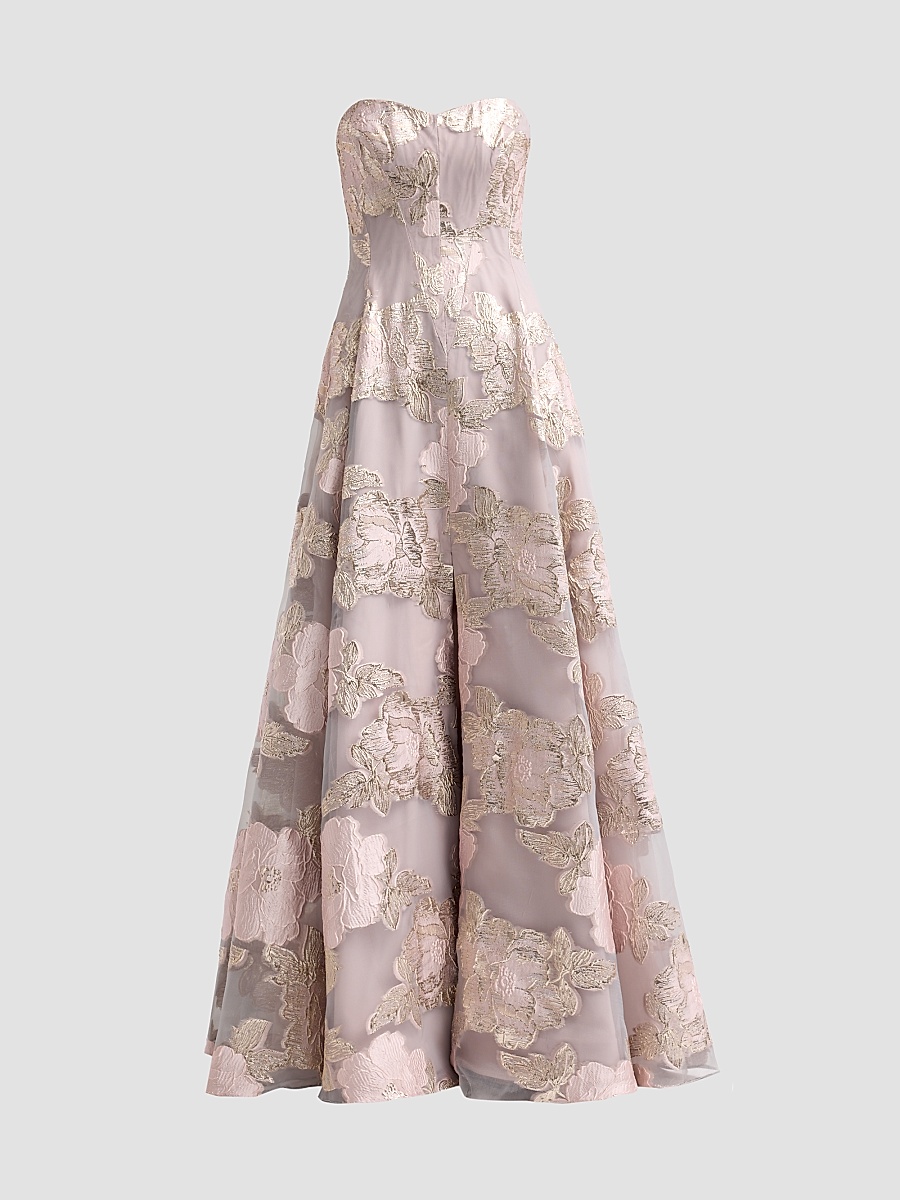 Women's Floral Fil Coupe Sweetheart Ball Gown - Pink Slate