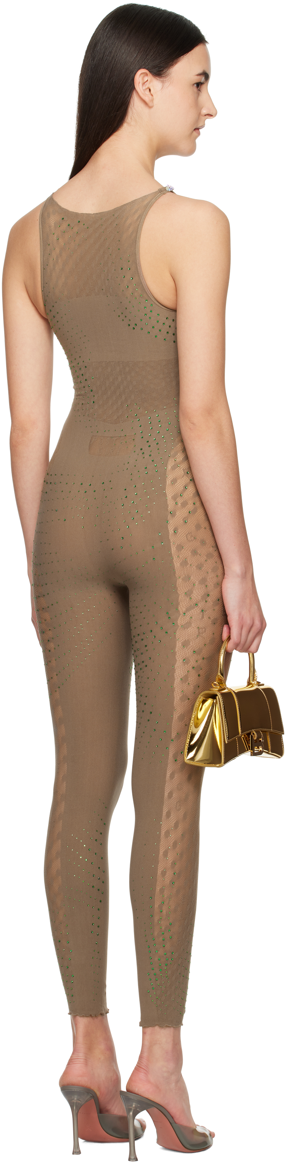 Poster Girl Taupe Rhinestoned Janice Jumpsuit