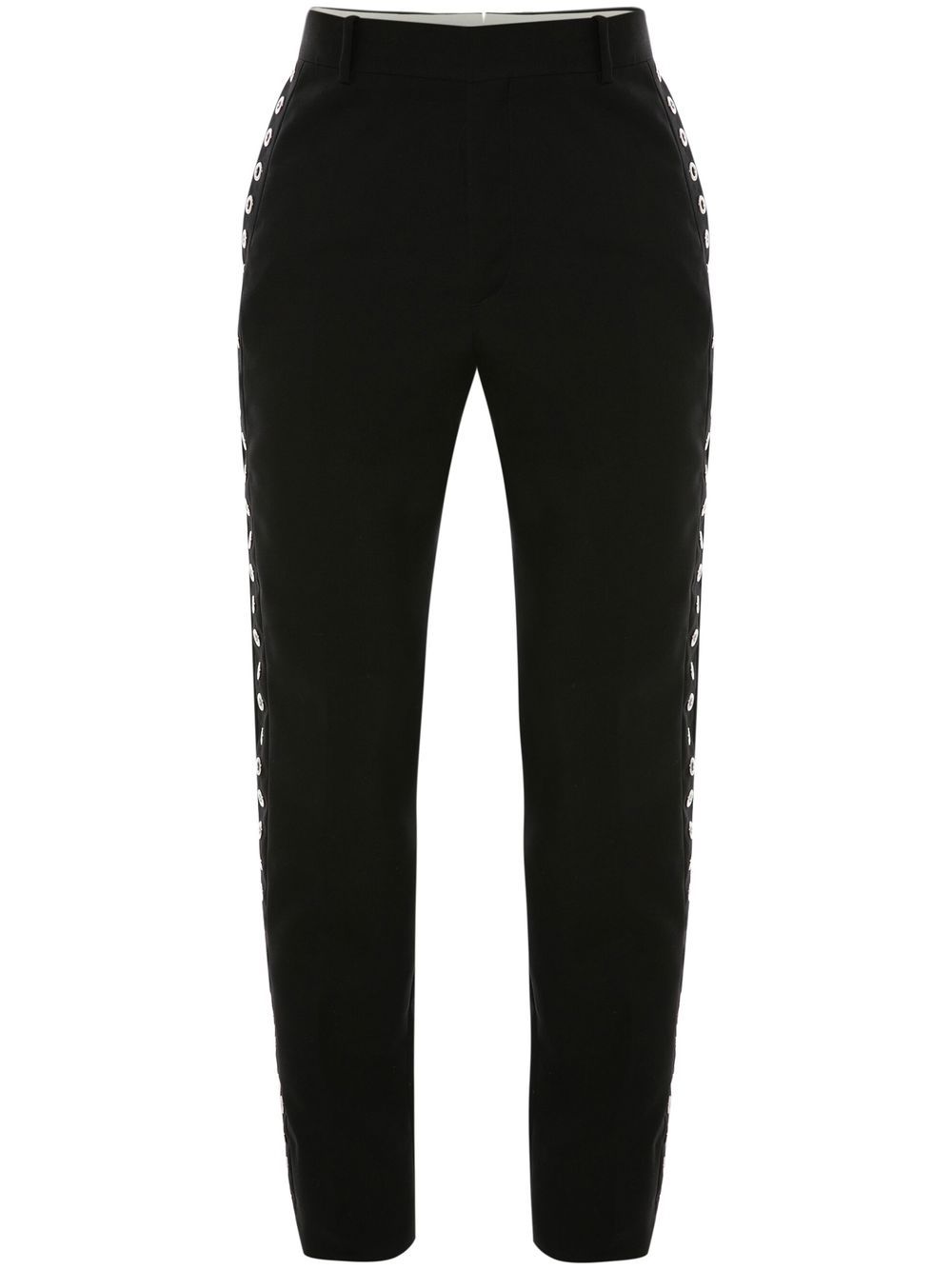Eyelet-detail slim-cut trousers - Black