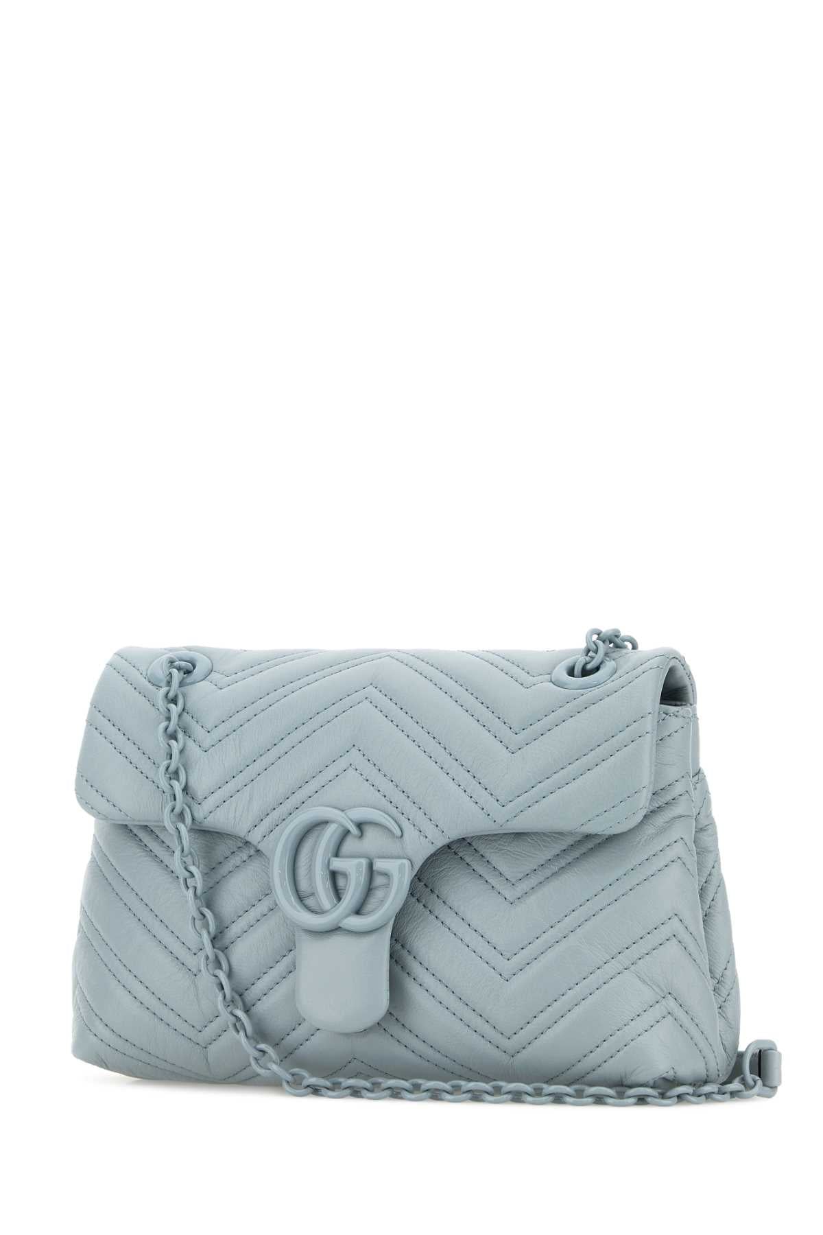 Gucci Light Blue Nappa Leather Small Gg Marmont Shoulder Bag