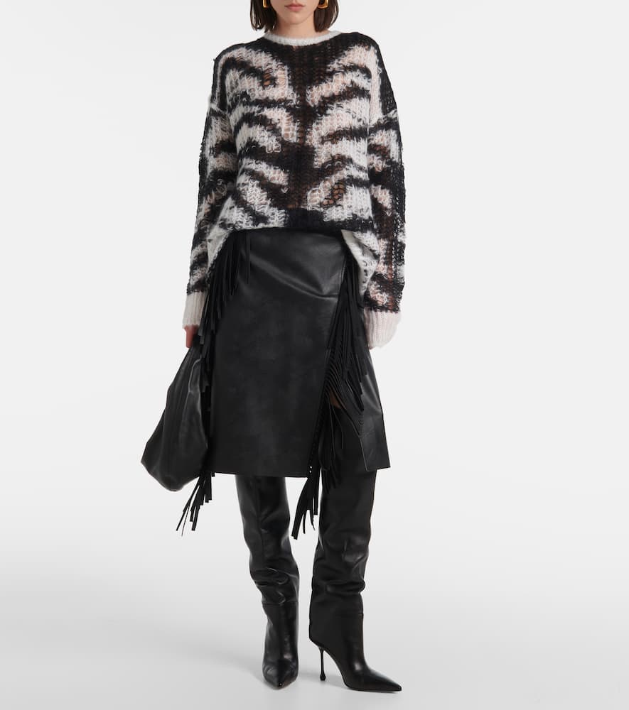 Zebra-print wool-blend sweater