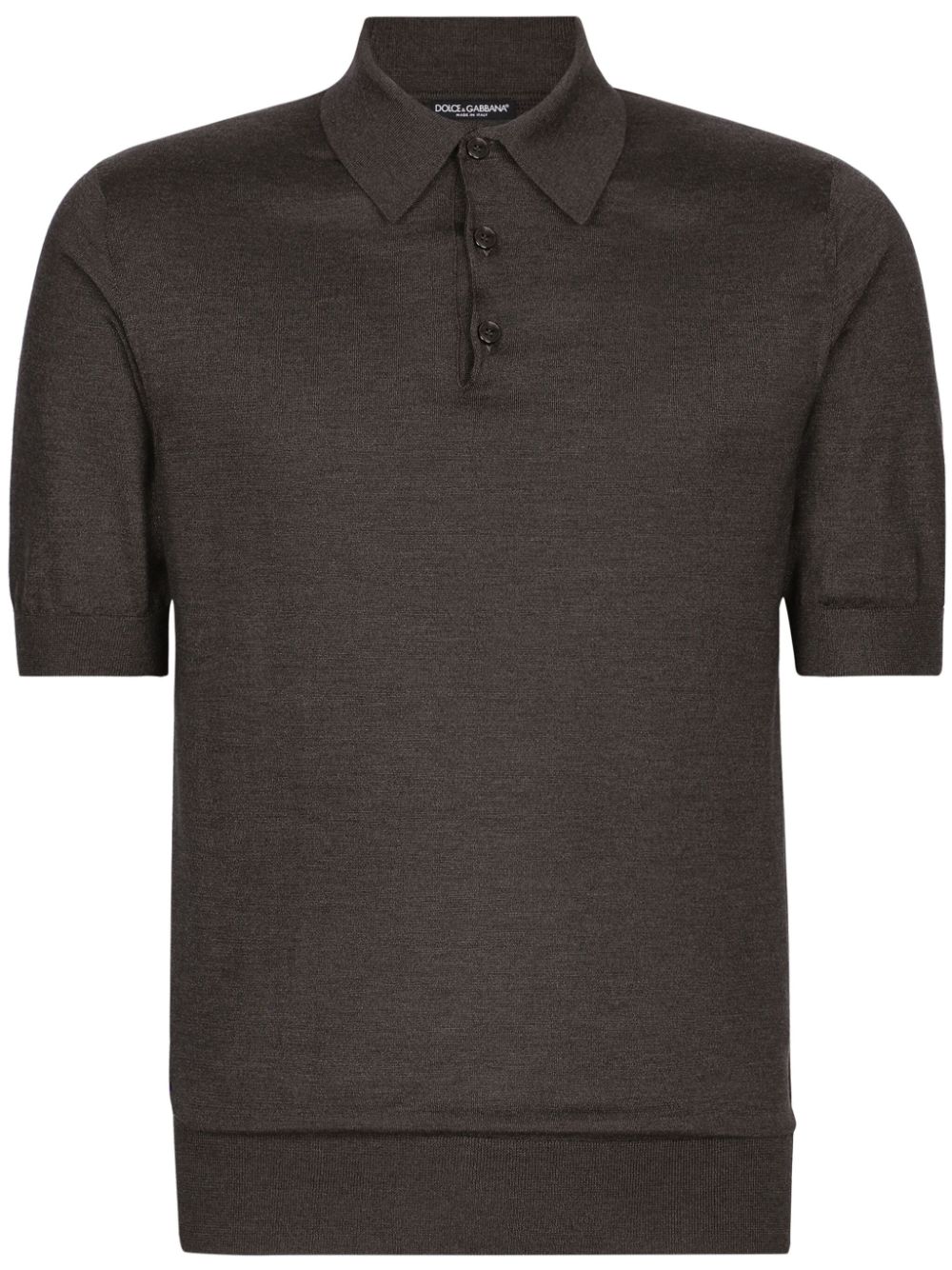 Short-sleeve silk polo shirt - Grey