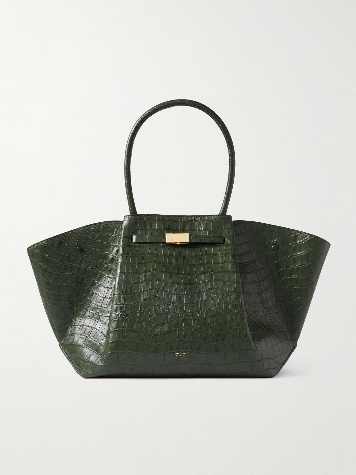 The New York Large Croc-effect Leather Tote - Green