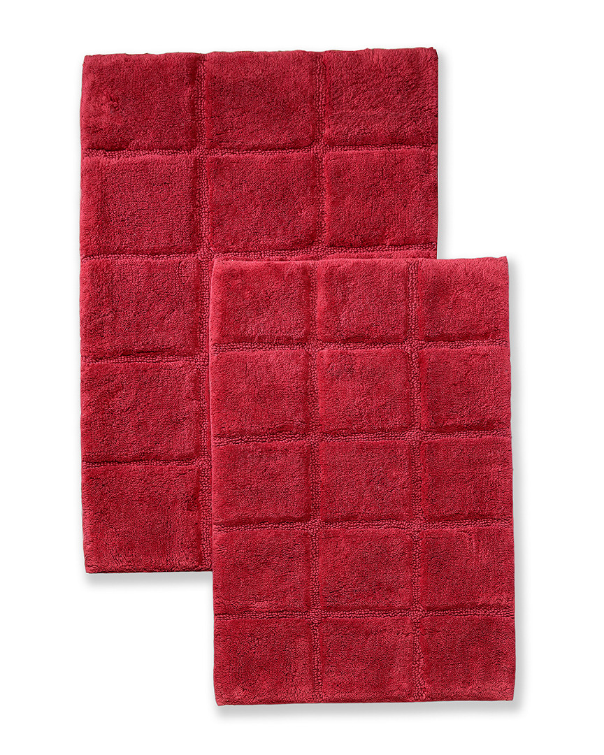 Superior Solid 2pc Checkered Non-Slip Cotton Bath Rug Set