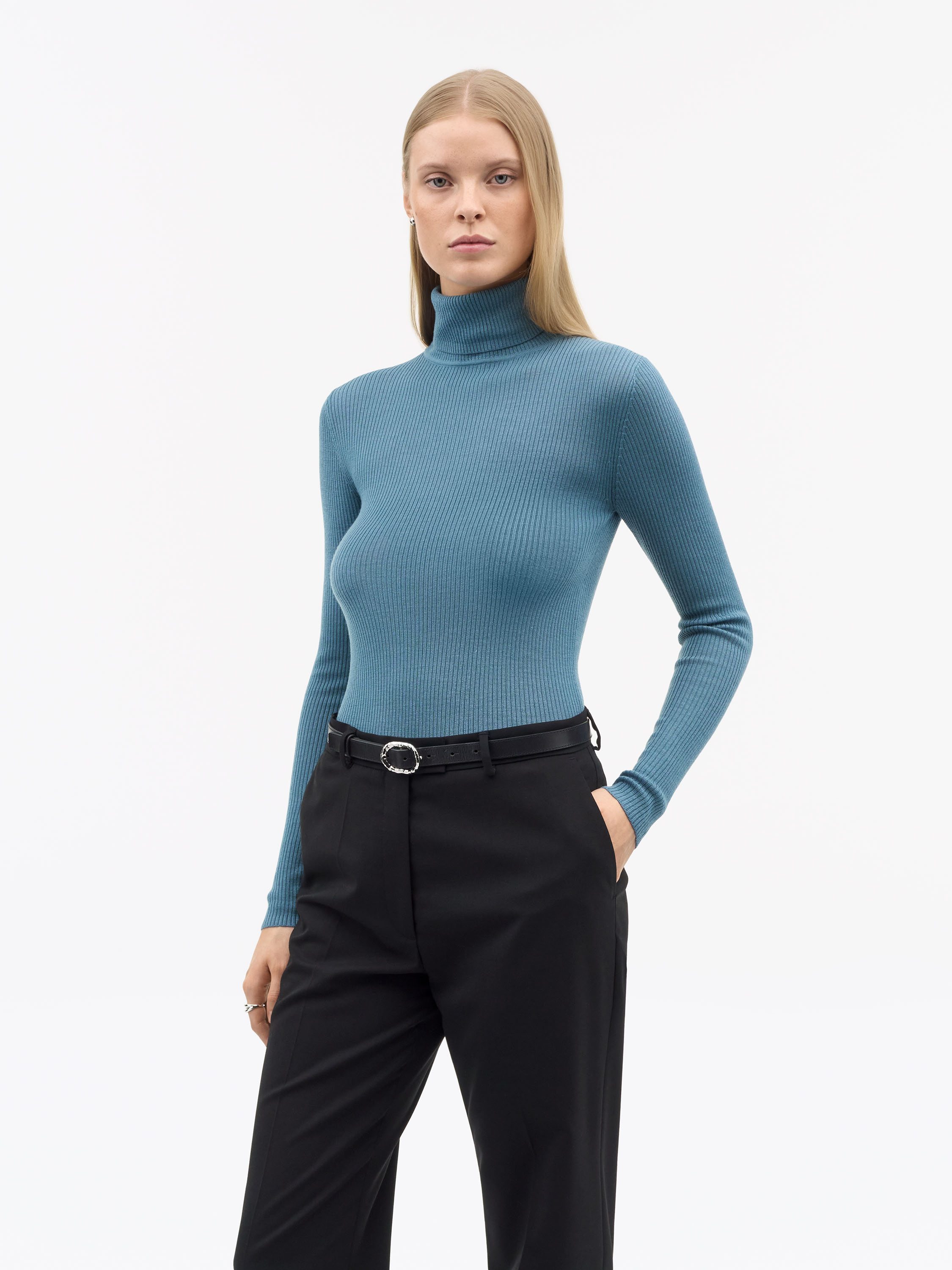 Caprio RWS Merino Pullover von Tiger of Sweden, Stone Blue, Größe L für Frauen