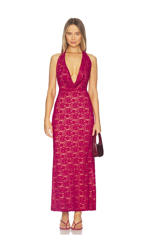 Runaway The Label Kylo Plunge Cowl Maxi Dress in Fuchsia. - M also in L, S