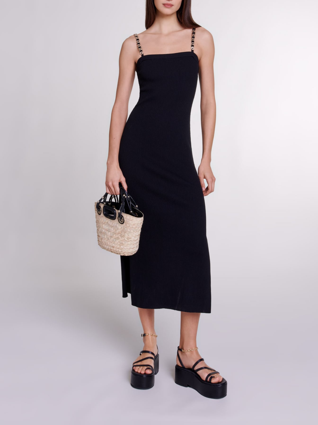Logo-embellished maxi dress - Black