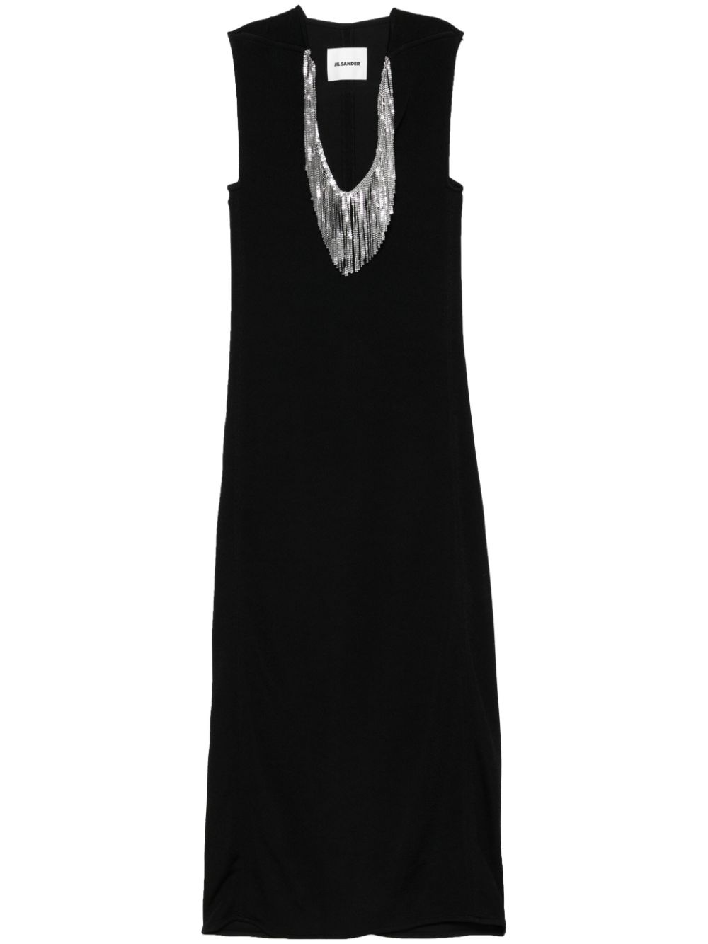 Fringed-mesh maxi dress - Black