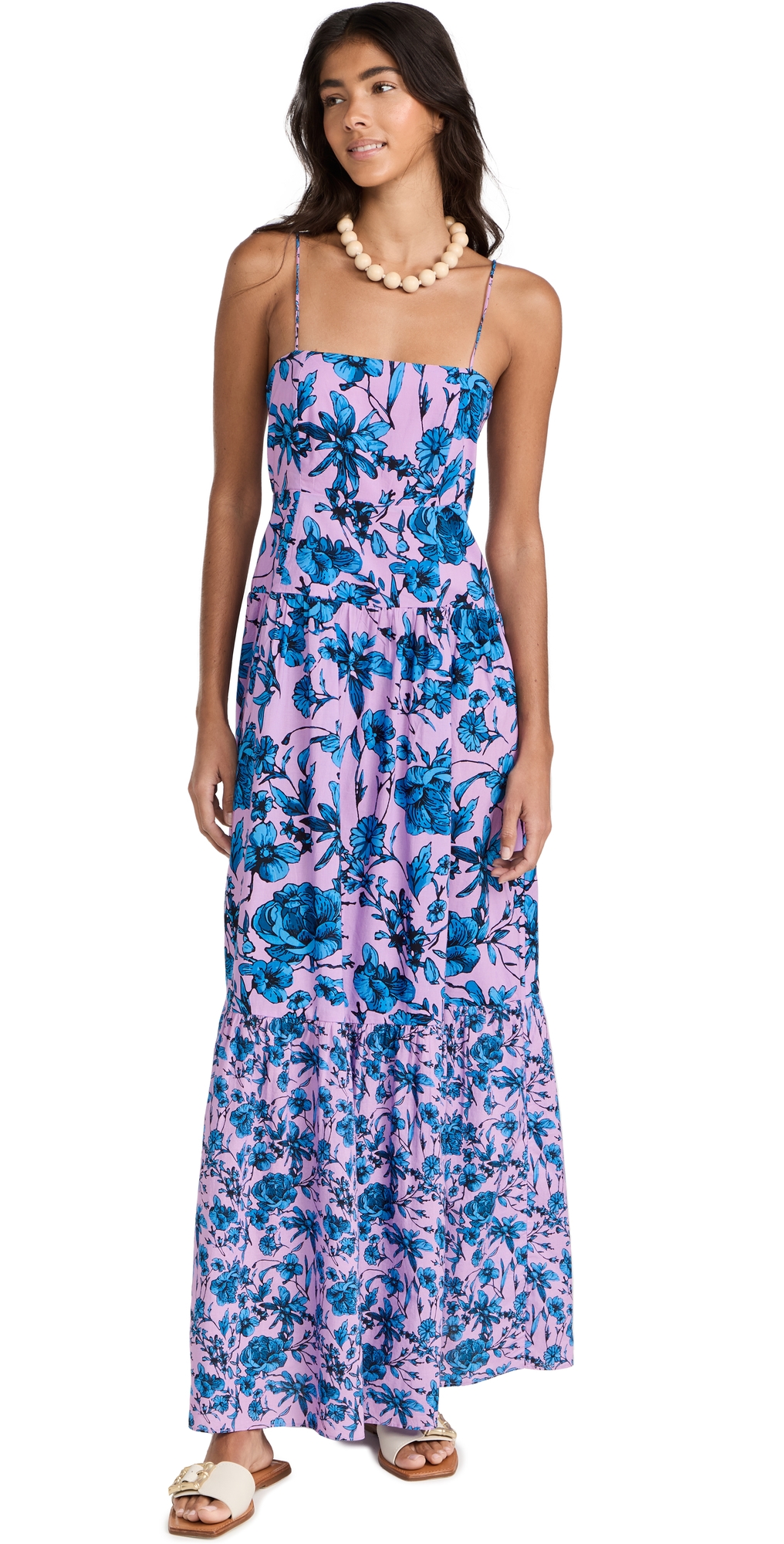 Square Neck Maxi Dress Lilac Print 