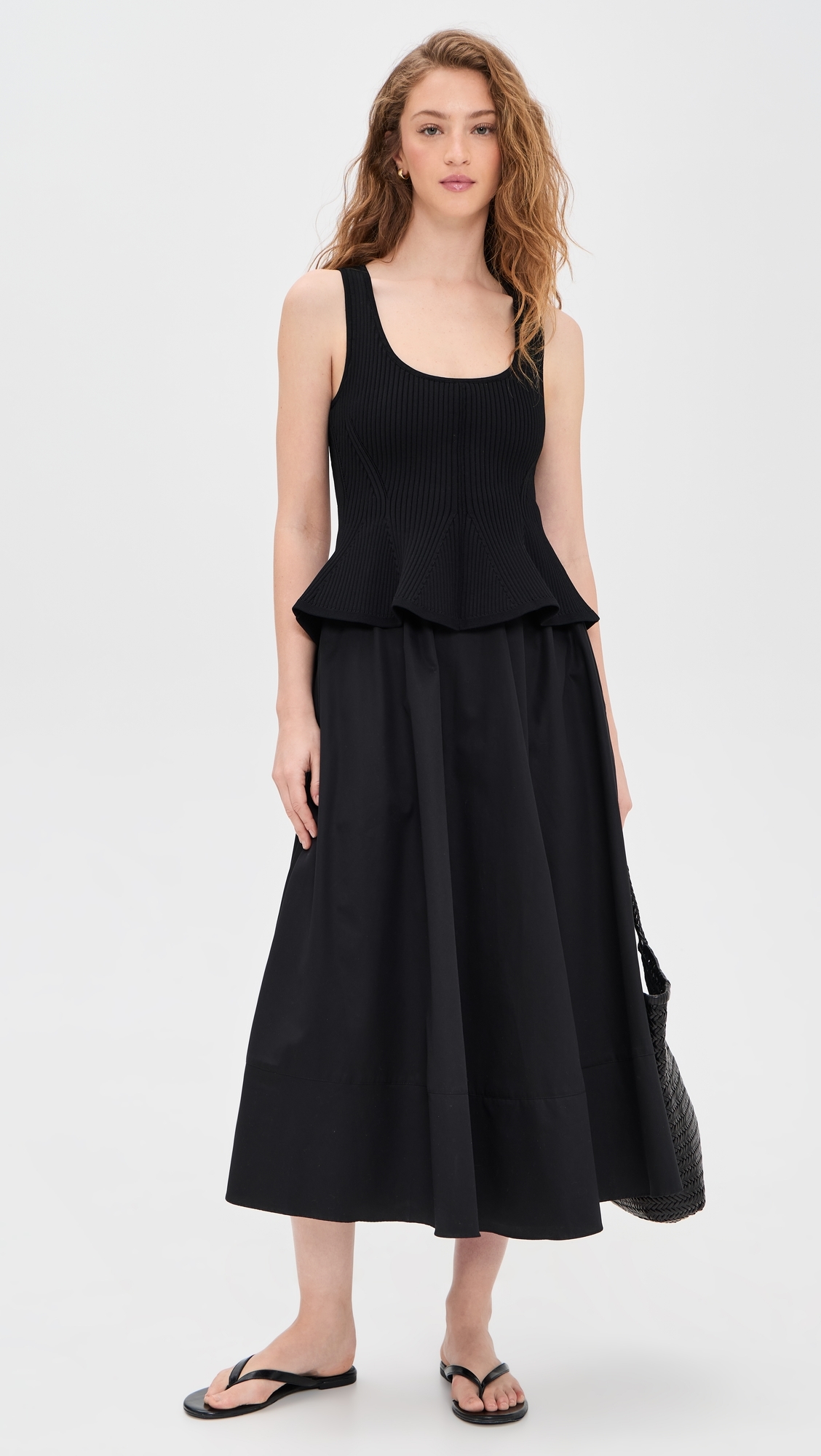 Peplum Combo Dress Black