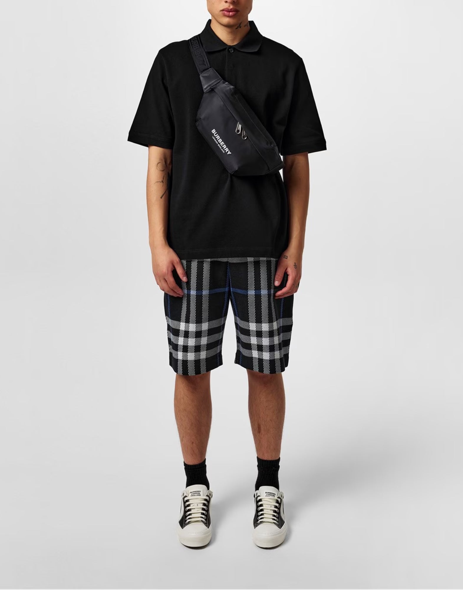 Short Sleeved Cotton Polo Shirt — Black