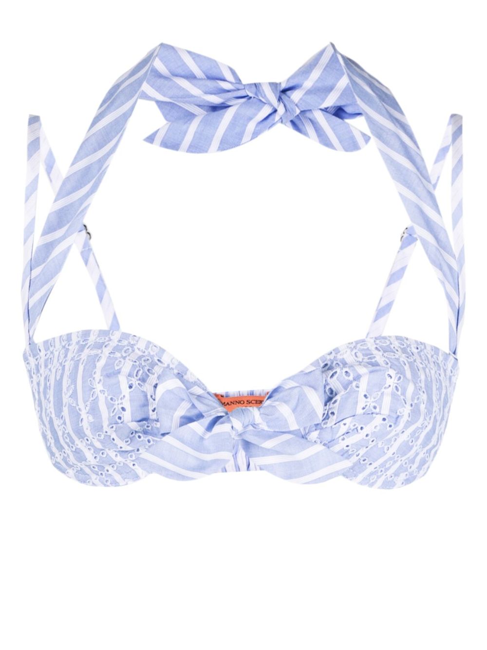 Broderie-anglaise bikini top - Blue