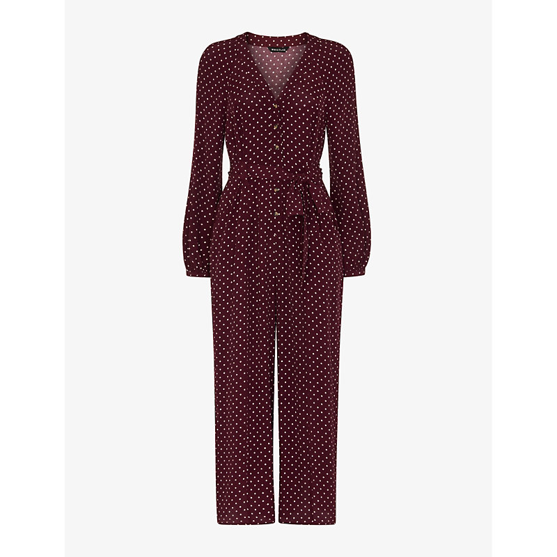 Womens Multi-coloured Lottie Spot-print Wide-leg Woven Jumpsuit