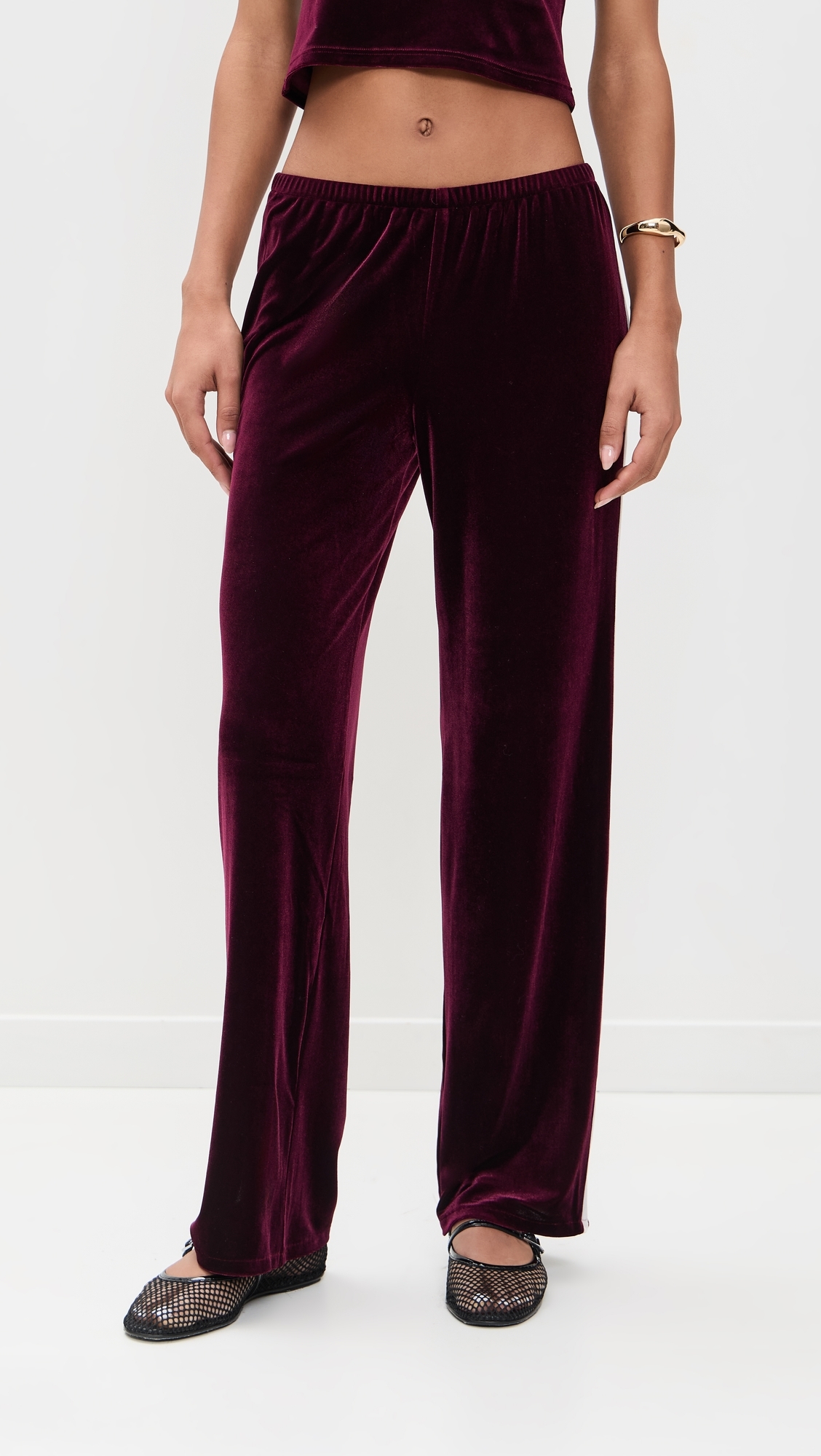 Paige Velvet Pants Wine/Ivory Stripe