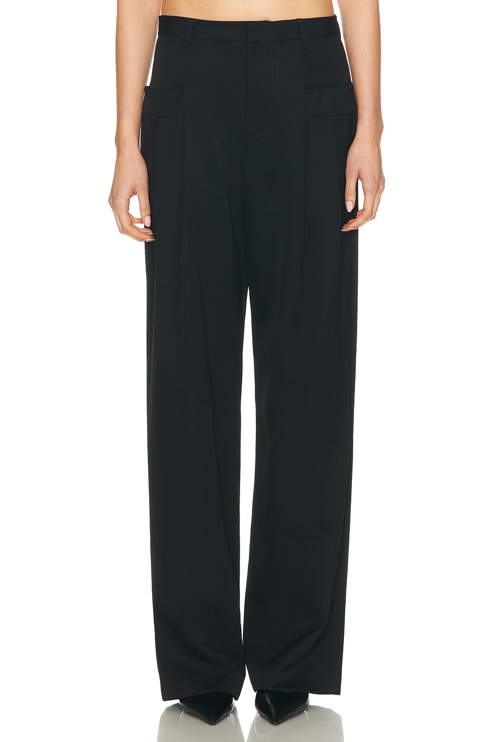 R13 Pleated Pocket Trouser in Black - Black. 26 also