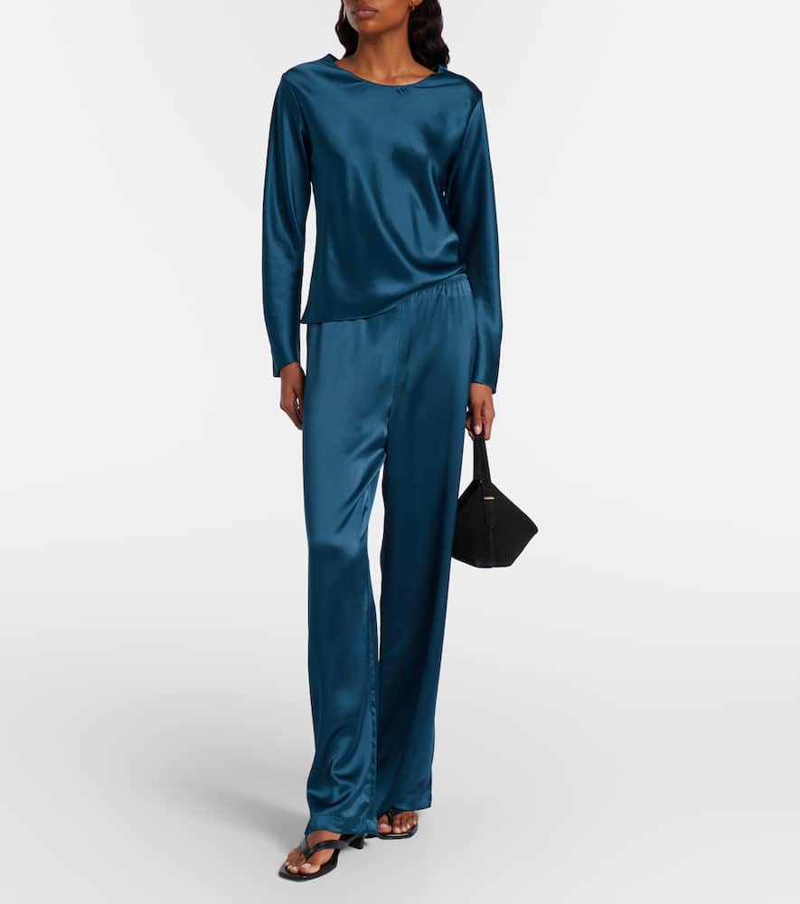 Barb satin wide-leg pants