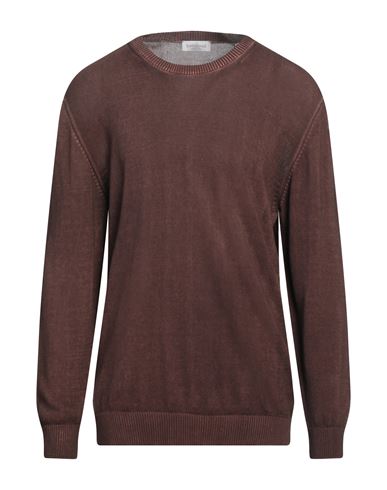 Man Sweater Dark brown Size 46 Cotton