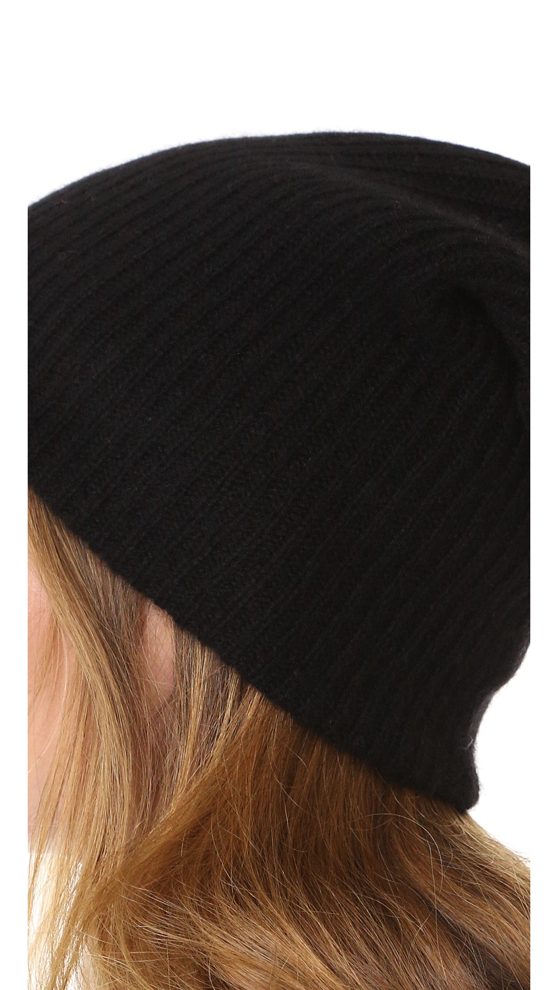 Cashmere Plush Rib Beanie Black One Size