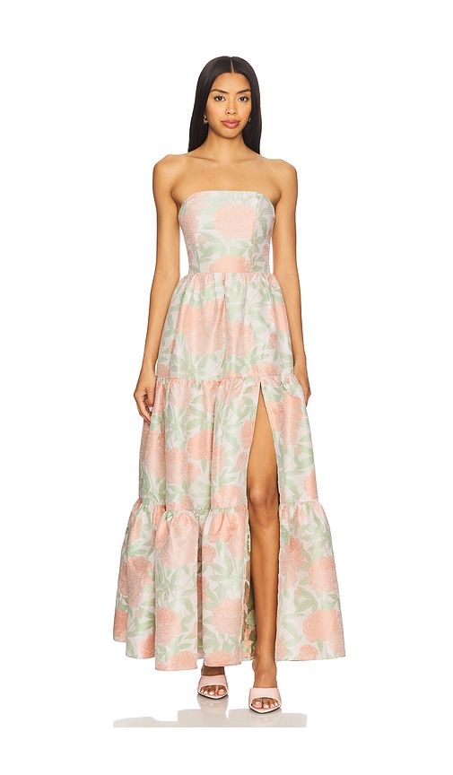 ELLIATT x REVOLVE Jacquard Gown in Peach,Green. Größe XS. Also in L