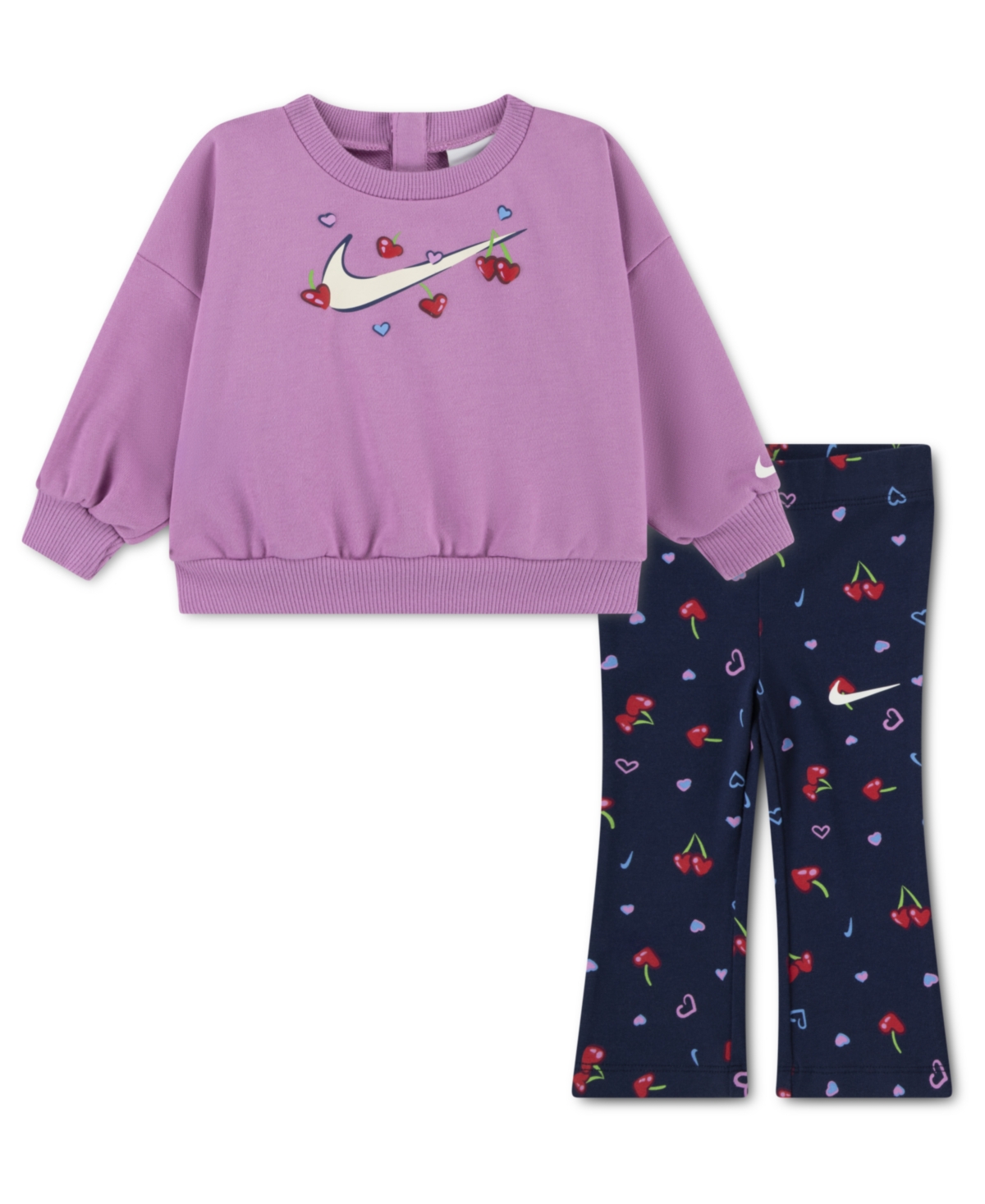 Baby Girls' Crewneck Sweatshirt and Leggings, 2-Piece Set - Midnight Navy, Purple