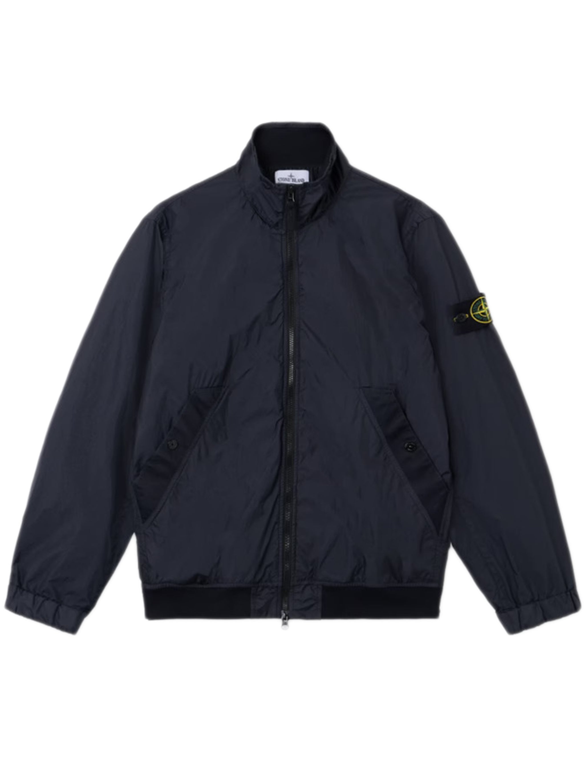 -inspired Zip-Front Stand Collar Jacket with Ribbed Trim, Welt Pockets & Elastic Cuffs