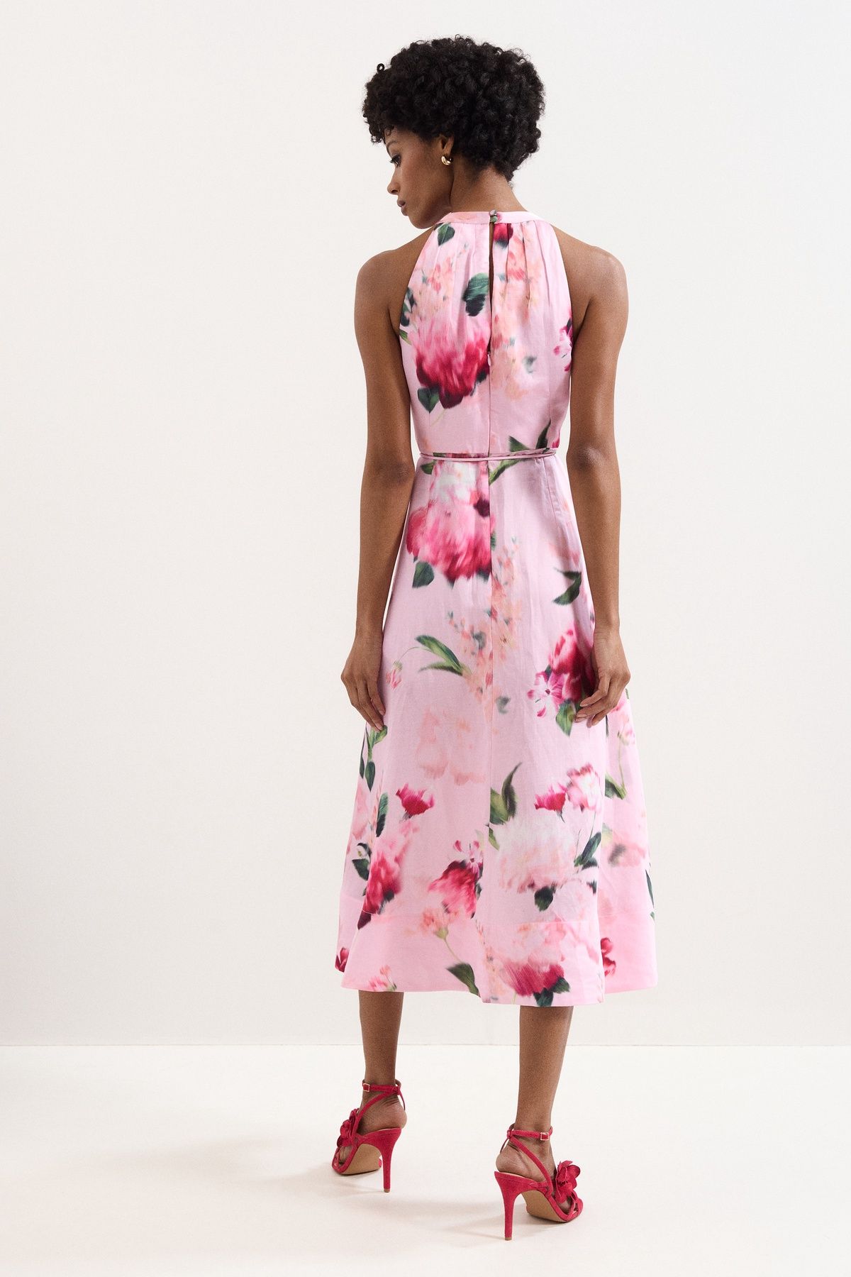 Phase Eight Women's Petite Bethany Halter Neck A-Line Dress in Light Pink