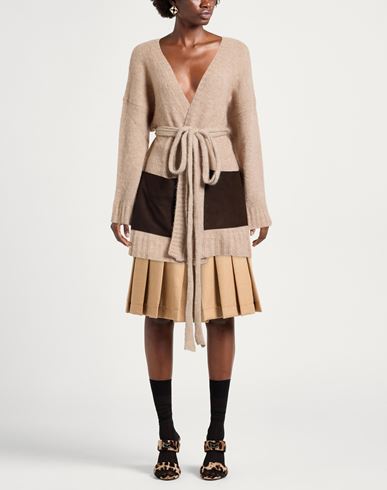 Woman Cardigan Beige Size 10 Alpaca wool, Recycled polyamide, Polyamide, Ovine leather