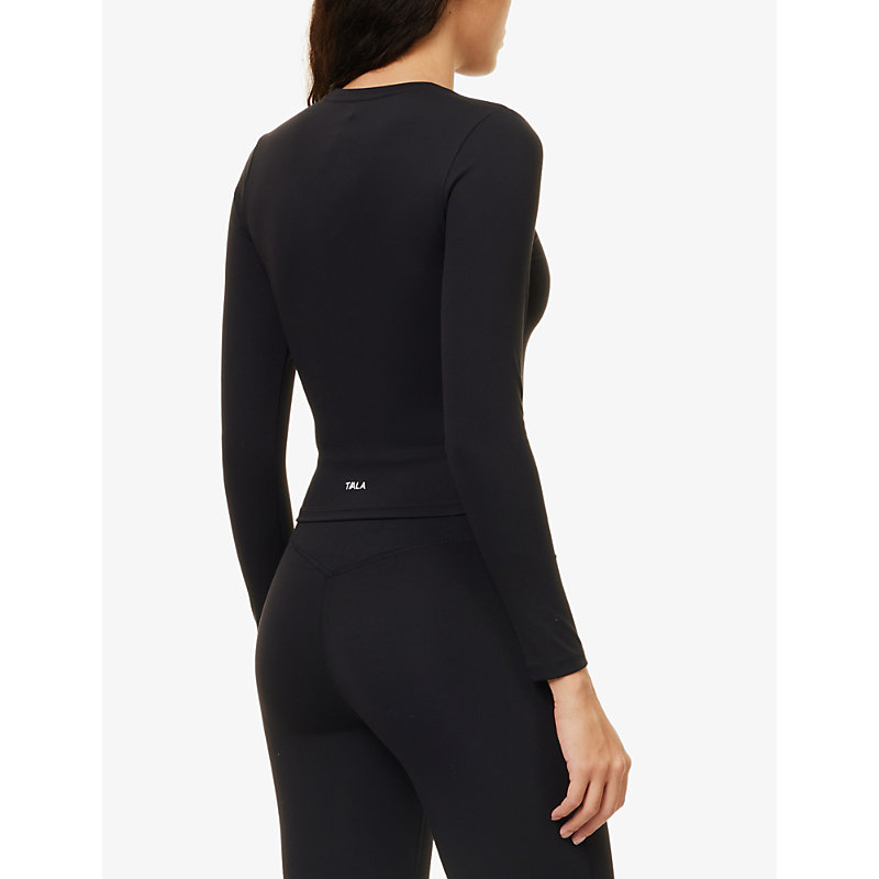 Womens Shadow Black Dayflex Long-sleeved Stretch-recycled Nylon T-shirt 