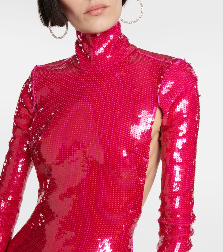 Sequined turtleneck minidress