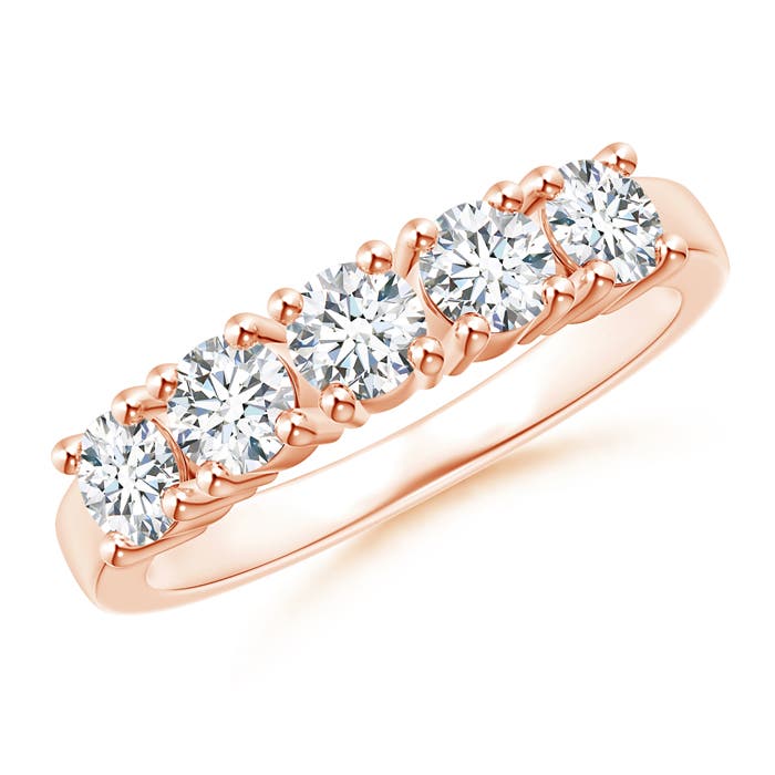 Angara 1.0 CTW Lab-Grown Five Stone 4-Prong Set Diamond Wedding Ring in 18K Rose Gold