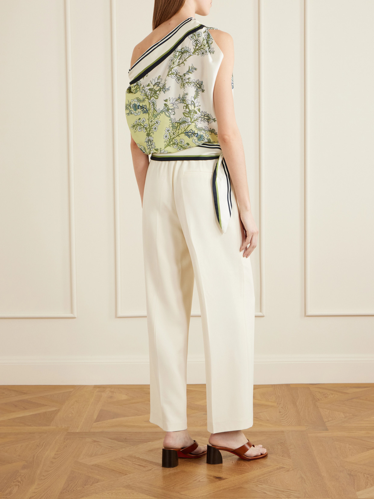Tari One-shoulder Printed Twill Blouse - Green
