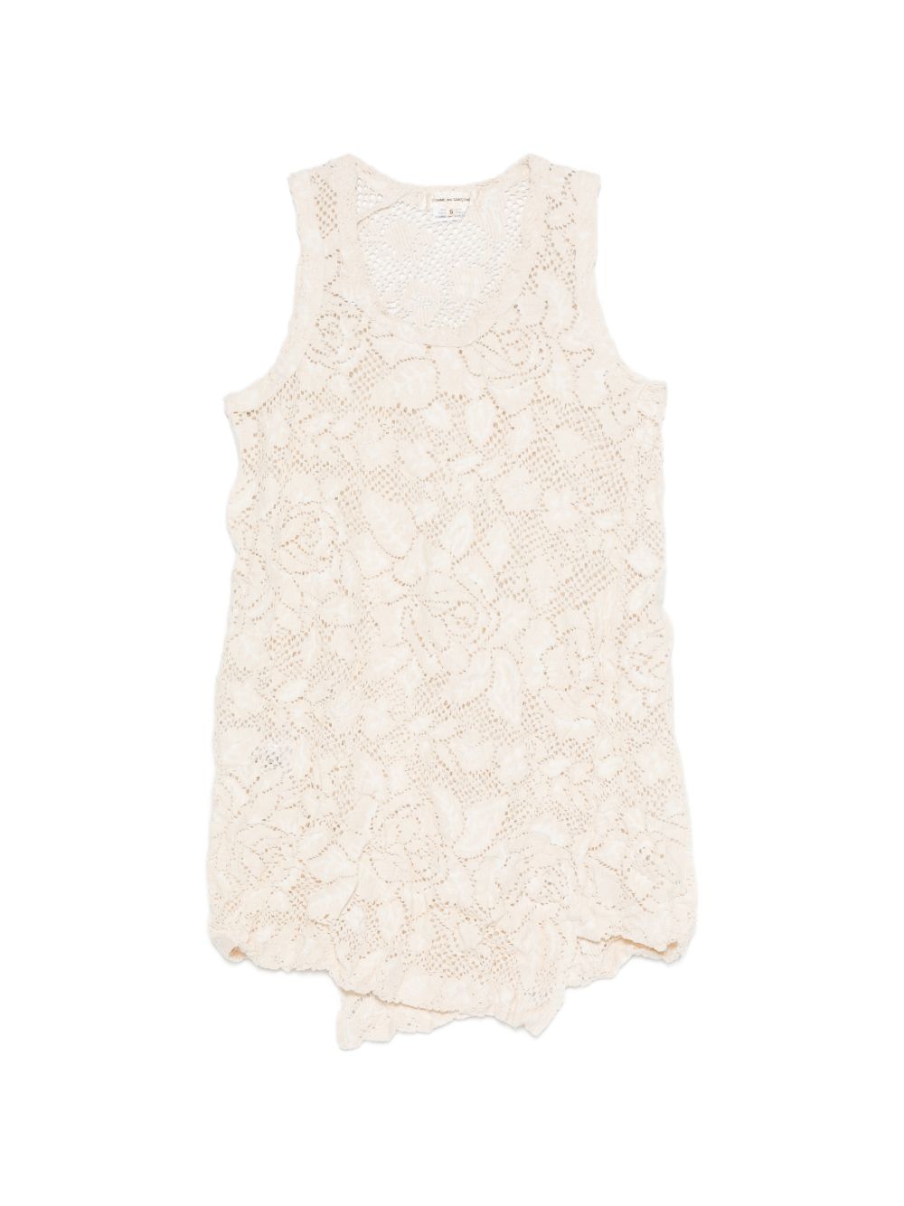 Floral-Lace Cotton Blend Tank Top — Cream