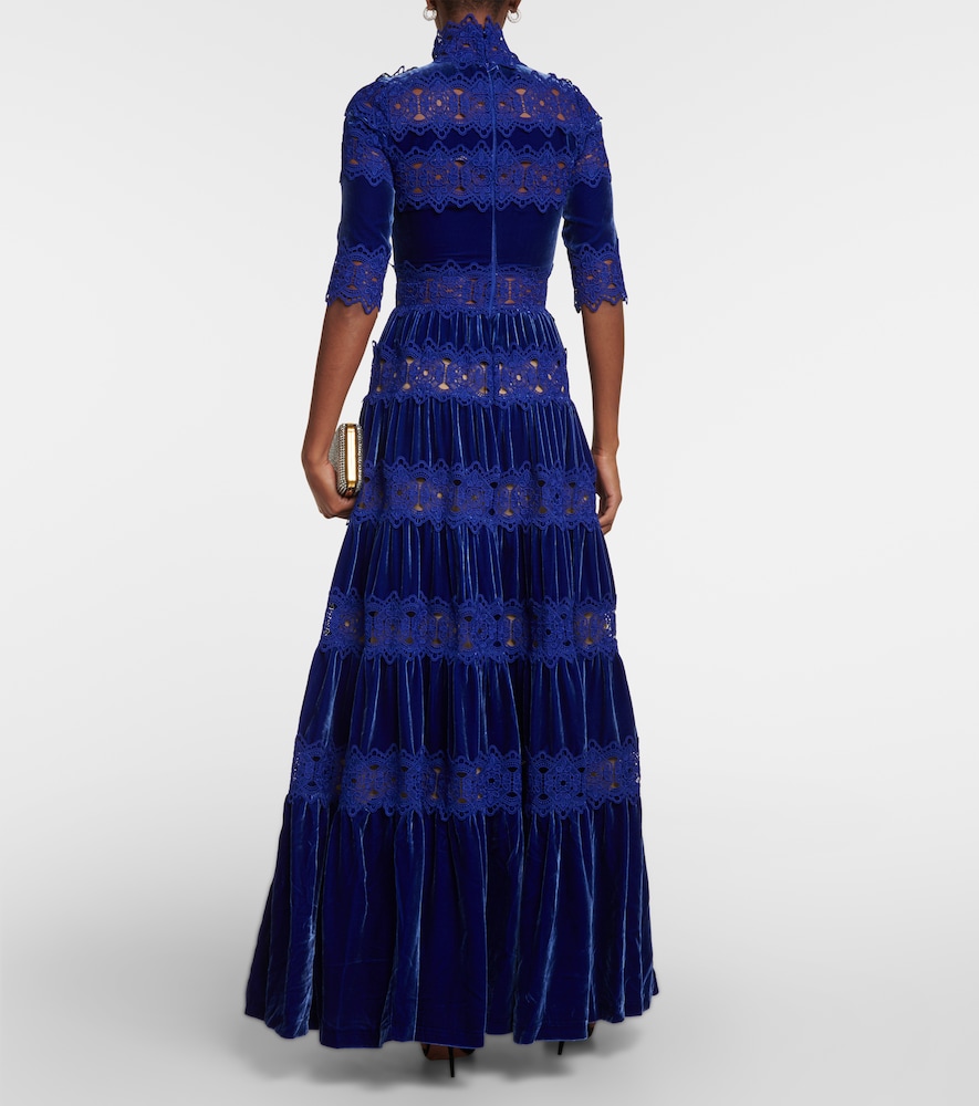 Lissie lace, silk, and velvet gown