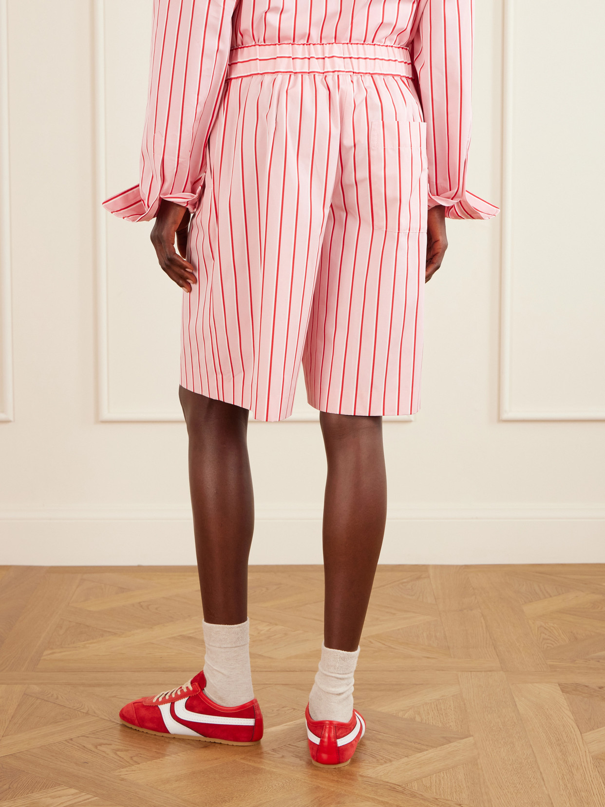 Pomy Bis Striped Cotton Shorts - Pink