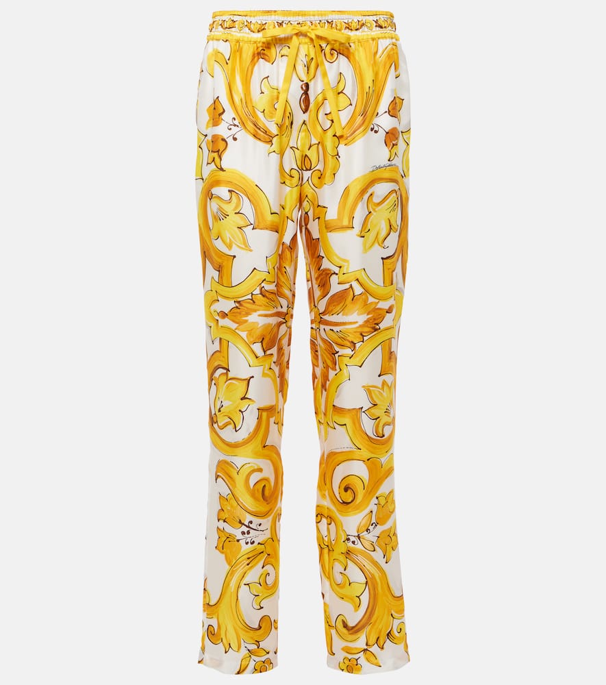 Majolica silk straight pants